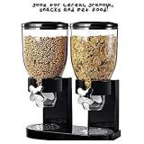 Double Cereal Dispenser Dry Food White/Black Plastic Canister Fresh Easy Double Canister Fresh Air Tight (Color : White)
