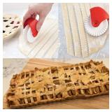 Pastry Wheel Decorator and Cutter Set for Beautiful Pie Crust or Ravioli Pasta, Pizza Pastry lattice Decoration Tools includes pie shield