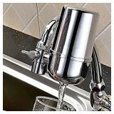 Faucet Water Filter Stainless-Steel Reduce Chlorine High Water Flow, Water Purifier with Ultra Adsorptive Material, Water Filters for Faucets-Fits Standard Faucets may vary from stock photo