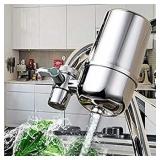 Faucet Water Filter Stainless-Steel Reduce Chlorine High Water Flow, Water Purifier with Ultra Adsorptive Material, Water Filters for Faucets-Fits Standard Faucets may vary from stock photo