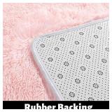 Pink Area Rug for Girls Bedroom,Fluffy Shag Rug 70"x48