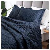 Quilt Set Coverlet Twin Size Navy blue varies from stock photo may not have shams