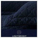 Quilt Set Coverlet Twin Size Navy blue varies from stock photo may not have shams