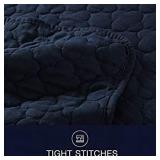 Quilt Set Coverlet Twin Size Navy blue varies from stock photo may not have shams