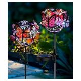 Solar Lights Outdoor Butterfly Lights Garden Decorative Solar Stake Lights with Butterflies Decor Powered Waterproof for Garden Yard Pathway 2 Pack