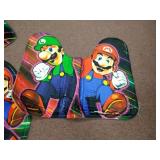 Super Mario 4PCS Bathroom Rugs Set Shower Curtain Non-Slip Toilet Lid Mat Cover may vary from stock photo