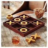 Refinery and Co. 10 Piece Premium Solid Wood Tic-Tac-Toe Board Game, Giant Gold 14Ã® Outdoor/Indoor Party Set Toy For Children/ Adults, Perfect For Backyard Entertainment, Classic Coffee Table Home 