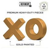 Refinery and Co. 10 Piece Premium Solid Wood Tic-Tac-Toe Board Game, Giant Gold 14Ã® Outdoor/Indoor Party Set Toy For Children/ Adults, Perfect For Backyard Entertainment, Classic Coffee Table Home 