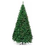7ft Artificial Christmas Tree Xmas Pine Tree with Solid Metal Legs Perfect for Indoor and Outdoor Holiday Decoration, Green comes with one set of led string lights
