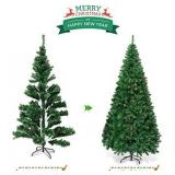 7ft Artificial Christmas Tree Xmas Pine Tree with Solid Metal Legs Perfect for Indoor and Outdoor Holiday Decoration, Green comes with one set of led string lights