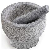 Gorilla Grip Original Mortar and Pestle Set, Large Size,, Slip Resistant Bottom, Heavy Duty Unpolished Granite, Molcajete Guacamole Bowl, Kitchen Spices, Pesto Grinder, Gray