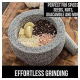 Gorilla Grip Original Mortar and Pestle Set, Large Size,, Slip Resistant Bottom, Heavy Duty Unpolished Granite, Molcajete Guacamole Bowl, Kitchen Spices, Pesto Grinder, Gray