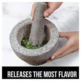 Gorilla Grip Original Mortar and Pestle Set, Large Size,, Slip Resistant Bottom, Heavy Duty Unpolished Granite, Molcajete Guacamole Bowl, Kitchen Spices, Pesto Grinder, Gray