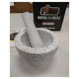 Gorilla Grip Original Mortar and Pestle Set, Large Size,, Slip Resistant Bottom, Heavy Duty Unpolished Granite, Molcajete Guacamole Bowl, Kitchen Spices, Pesto Grinder, Gray