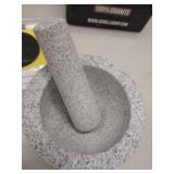 Gorilla Grip Original Mortar and Pestle Set, Large Size,, Slip Resistant Bottom, Heavy Duty Unpolished Granite, Molcajete Guacamole Bowl, Kitchen Spices, Pesto Grinder, Gray