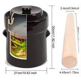 Fermentation Crock Jar 5 Liter / 1.3 Gallon - Stoneware Pot for Fermenting, Pickling Kimchi, Pickles, Vegetables, Kombucha - Glazed Fermenter with Stone Weights, Lid & Pickle Tamper