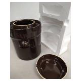 Fermentation Crock Jar 5 Liter / 1.3 Gallon - Stoneware Pot for Fermenting, Pickling Kimchi, Pickles, Vegetables, Kombucha - Glazed Fermenter with Stone Weights, Lid & Pickle Tamper