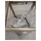 T&A 4-Light Rustic Chandelier,Farmhouse Chandelier Light Fixture Square Cage Chandelier with Oak Wood and Iron Finish for Entryway Dining Rooms Stairway Bedroom Living Room