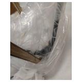 T&A 4-Light Rustic Chandelier,Farmhouse Chandelier Light Fixture Square Cage Chandelier with Oak Wood and Iron Finish for Entryway Dining Rooms Stairway Bedroom Living Room