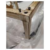 T&A 4-Light Rustic Chandelier,Farmhouse Chandelier Light Fixture Square Cage Chandelier with Oak Wood and Iron Finish for Entryway Dining Rooms Stairway Bedroom Living Room