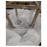 T&A 4-Light Rustic Chandelier,Farmhouse Chandelier Light Fixture Square Cage Chandelier with Oak Wood and Iron Finish for Entryway Dining Rooms Stairway Bedroom Living Room