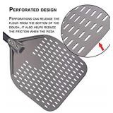 Perforated Pizza Peel, Rectangular Pizza Turning Peel, Professional Anodized Aluminum Turning Pizza Paddle