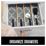 Gorilla Grip Original Smooth Top Slip-Resistant Drawer and Shelf Liner, Non Adhesive Roll, 17.5 Inch x 20 FT, Durable Kitchen Cabinet Shelves Liners for Kitchens Drawers, Quatrefoil White Gray