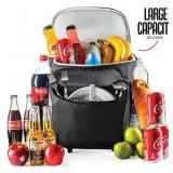 2 in 1 Insulated Rolling Cooler Backpack with Wheels Roller Bag, Insulated Leak Proof, Roller Backpack Lunch Bag for Men and Women, Camping, Picnics, Hiking, Insulated Roller Bag - Fits 40 Cans does h