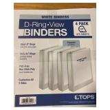 White Binders D-ring View Binders 4 pack