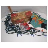 Christmas Lot: Proclamation Ornaments, Dish Towel, Blue Lights & Suction Cup Hooks