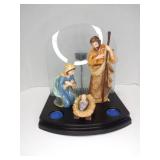Really Nice PartyLite Nativity. Ceramic & Fabric + 5 candles & Storage Tub. Overall 10x9x11" Joseph