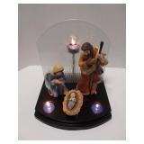 Really Nice PartyLite Nativity. Ceramic & Fabric + 5 candles & Storage Tub. Overall 10x9x11" Joseph