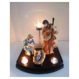 Really Nice PartyLite Nativity. Ceramic & Fabric + 5 candles & Storage Tub. Overall 10x9x11" Joseph