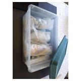 Really Nice PartyLite Nativity. Ceramic & Fabric + 5 candles & Storage Tub. Overall 10x9x11" Joseph