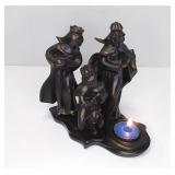 Beautiful PartyLite Nativity: 5 Pc. + 4 Candles. Joseph was repaired & the top of his staff is missing