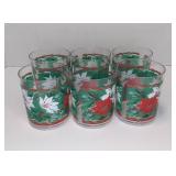 Vintage Thermo-Serv Poinsettia Tumblers 6-12 oz & 8-16oz. Made In The USA Excellent Condition