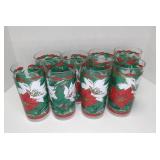 Vintage Thermo-Serv Poinsettia Tumblers 6-12 oz & 8-16oz. Made In The USA Excellent Condition