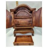 Old Jewelry Box. Solid & Possibly Homemade. Great Shape. missing drawer guides & 2 pull rings. Must see to appreciate.