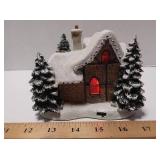 Christmas Lot: 2006 Thomas Kinkade Sweet Heart Cottage III. with 9 windows that light up! + Mickey Mouse Snow Globe & Santa Glass