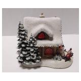 Christmas Lot: 2006 Thomas Kinkade Sweet Heart Cottage III. with 9 windows that light up! + Mickey Mouse Snow Globe & Santa Glass