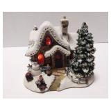 Christmas Lot: 2006 Thomas Kinkade Sweet Heart Cottage III. with 9 windows that light up! + Mickey Mouse Snow Globe & Santa Glass