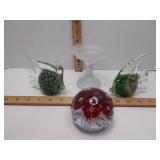Art Glass: Fish, Flowers & Small Chalice. Superb Condition