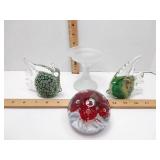 Art Glass: Fish, Flowers & Small Chalice. Superb Condition