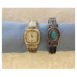 3 Geneva Ladies Cuff Wrist Watches + 1 no brand locket cuff wrist watch