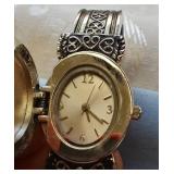 3 Geneva Ladies Cuff Wrist Watches + 1 no brand locket cuff wrist watch