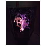 Large Rotating Fiber Optic Flower Lamp. 14 x 10 x 10"
