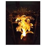 Large Rotating Fiber Optic Flower Lamp. 14 x 10 x 10"