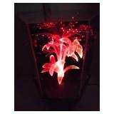 Large Rotating Fiber Optic Flower Lamp. 14 x 10 x 10"