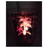 Large Rotating Fiber Optic Flower Lamp. 14 x 10 x 10"