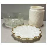 Egg Platter-10", Bowl-9" & Vase-8"X6"